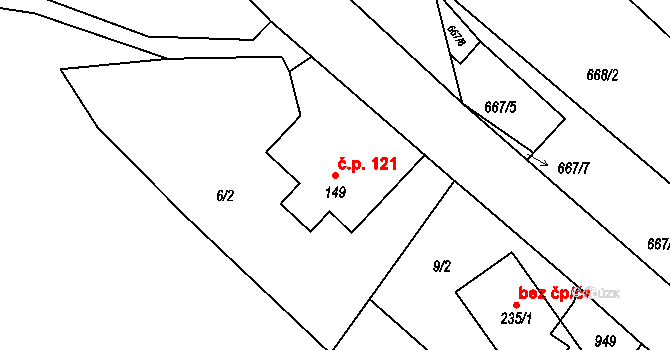 Rokytník 121, Hronov na parcele st. 149 v KÚ Rokytník, Katastrální mapa