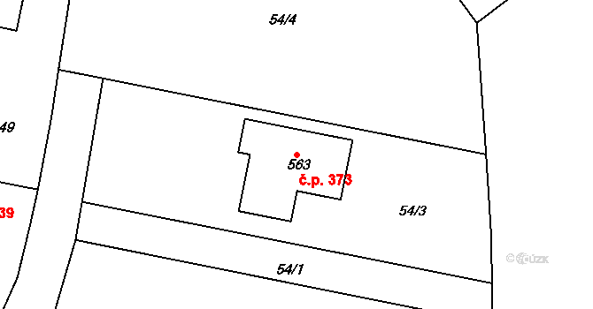 Konárovice 373 na parcele st. 563 v KÚ Konárovice, Katastrální mapa