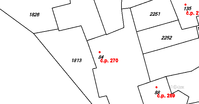 Katovice 270 na parcele st. 84 v KÚ Katovice, Katastrální mapa