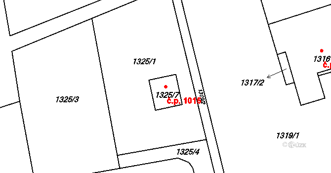 Hradiště 1015, Těrlicko na parcele st. 1325/7 v KÚ Hradiště pod Babí horou, Katastrální mapa