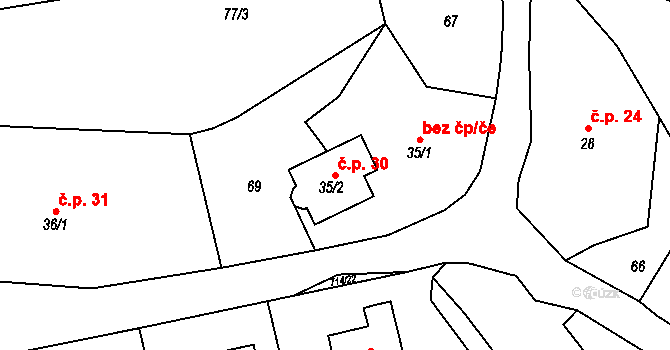Lipovka 30, Rychnov nad Kněžnou na parcele st. 35/2 v KÚ Lipovka u Rychnova nad Kněžnou, Katastrální mapa