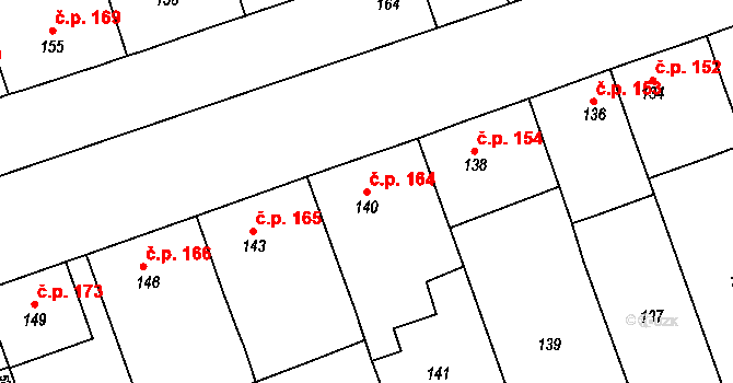 Cvrčovice 164 na parcele st. 140 v KÚ Cvrčovice u Pohořelic, Katastrální mapa