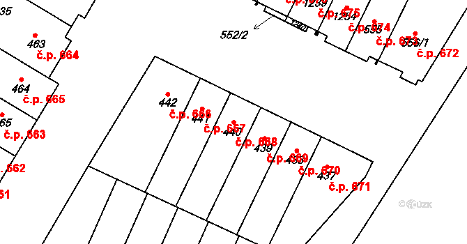 Přímětice 668, Znojmo na parcele st. 440 v KÚ Přímětice, Katastrální mapa