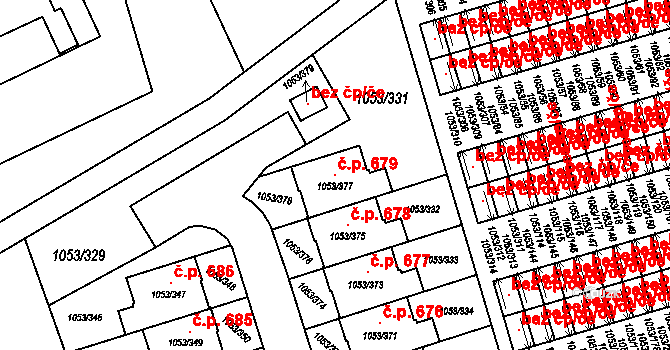 Liberec XI-Růžodol I 679, Liberec na parcele st. 1053/377 v KÚ Růžodol I, Katastrální mapa