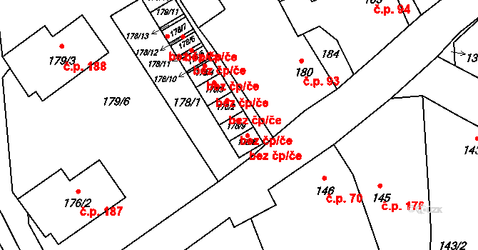 Kravaře 12 na parcele st. 178/9 v KÚ Kravaře v Čechách, Katastrální mapa