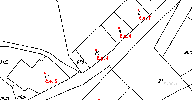 Lvová 4, Jablonné v Podještědí na parcele st. 10 v KÚ Lvová, Katastrální mapa