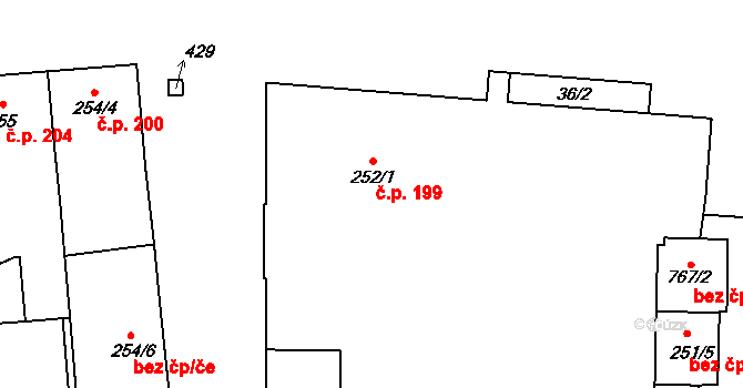Lipov 199 na parcele st. 252/1 v KÚ Lipov, Katastrální mapa