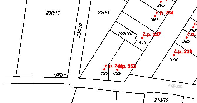 Humny 254, Pchery na parcele st. 430 v KÚ Pchery, Katastrální mapa