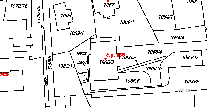Podmoklice 168, Semily na parcele st. 1066/3 v KÚ Semily, Katastrální mapa