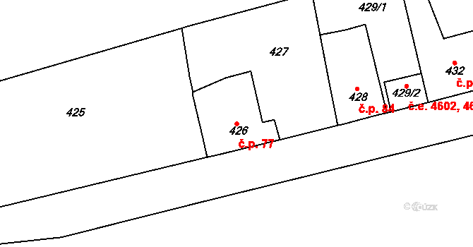 Neštěmice 77, Ústí nad Labem na parcele st. 426 v KÚ Neštěmice, Katastrální mapa