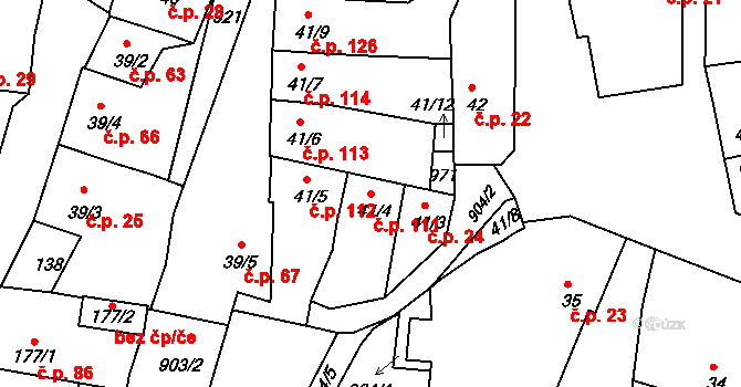 Jimlín 111 na parcele st. 41/4 v KÚ Jimlín, Katastrální mapa