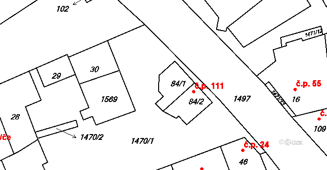 Lipenec 111, Lipno na parcele st. 84/2 v KÚ Lipenec, Katastrální mapa