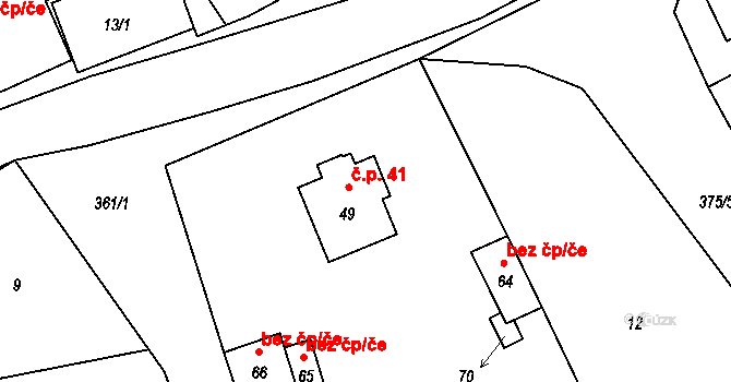 Sedčice 41, Nové Sedlo na parcele st. 49 v KÚ Sedčice, Katastrální mapa