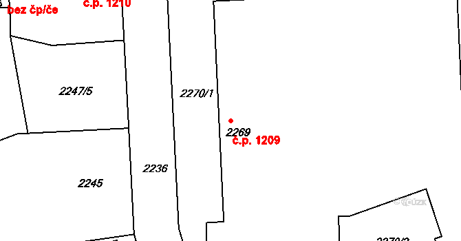 Turnov 1209 na parcele st. 2269 v KÚ Turnov, Katastrální mapa