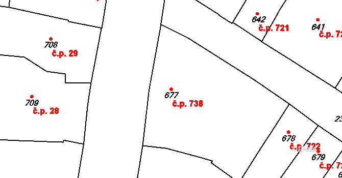 Nové Město 738, Praha na parcele st. 677 v KÚ Nové Město, Katastrální mapa