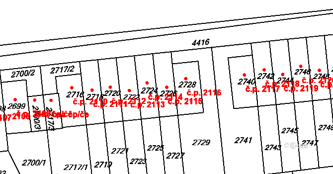 Žižkov 2115, Praha na parcele st. 2726 v KÚ Žižkov, Katastrální mapa