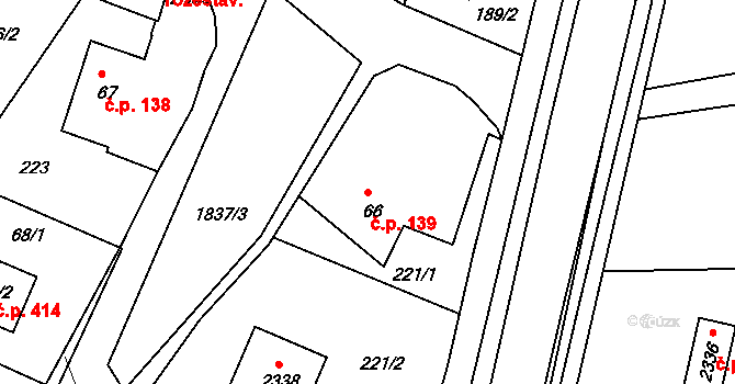 Lačnov 139, Svitavy na parcele st. 66 v KÚ Moravský Lačnov, Katastrální mapa