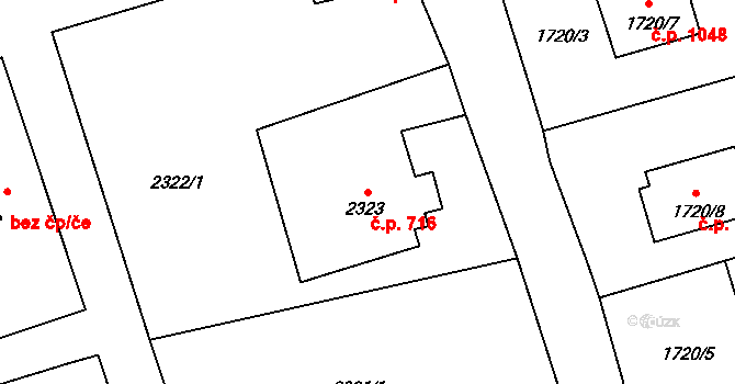 Šluknov 716 na parcele st. 2323 v KÚ Šluknov, Katastrální mapa