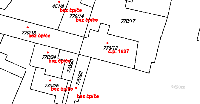 Humpolec 1627 na parcele st. 770/12 v KÚ Humpolec, Katastrální mapa