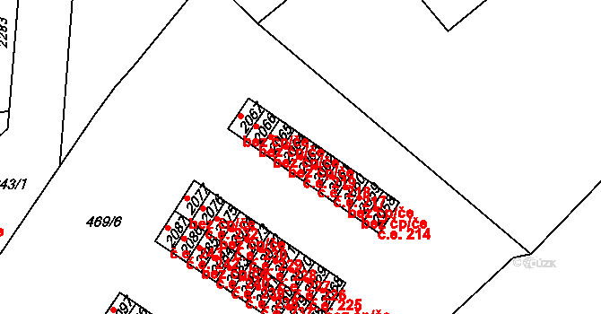 Slaný 219 na parcele st. 2063 v KÚ Slaný, Katastrální mapa