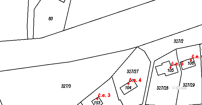 Srlín 6, Bernartice na parcele st. 106 v KÚ Srlín, Katastrální mapa