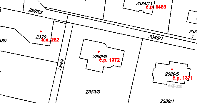 Lutyně 1372, Orlová na parcele st. 2389/6 v KÚ Horní Lutyně, Katastrální mapa