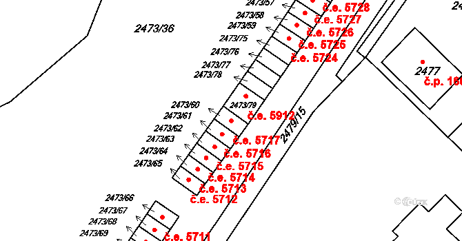Kadaň 5717 na parcele st. 2473/60 v KÚ Kadaň, Katastrální mapa