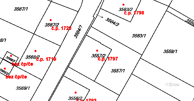 Předměstí 1797, Litoměřice na parcele st. 3557/2 v KÚ Litoměřice, Katastrální mapa