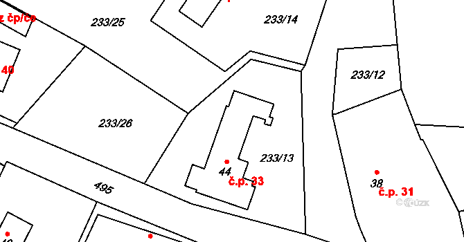 Pičín 33, Jankov na parcele st. 44 v KÚ Pičín u Jankova, Katastrální mapa
