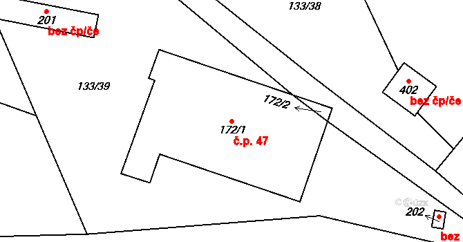 Sekerkovy Loučky 47, Mírová pod Kozákovem na parcele st. 172/1 v KÚ Sekerkovy Loučky, Katastrální mapa