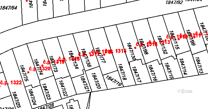 Bystřice nad Pernštejnem 1315 na parcele st. 1847/77 v KÚ Bystřice nad Pernštejnem, Katastrální mapa