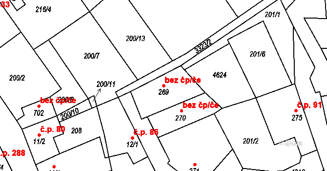 Hroznová Lhota 38907887 na parcele st. 269 v KÚ Hroznová Lhota, Katastrální mapa