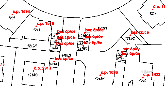 Teplice 41255887 na parcele st. 1216/2 v KÚ Teplice, Katastrální mapa
