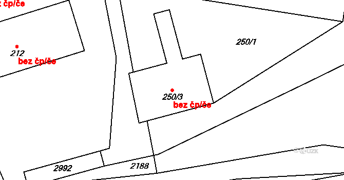 Křivsoudov 45404887 na parcele st. 250/3 v KÚ Křivsoudov, Katastrální mapa