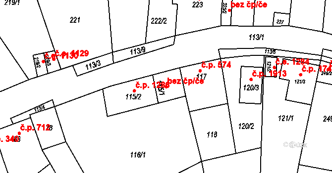 Kuřim 48691887 na parcele st. 115/1 v KÚ Kuřim, Katastrální mapa