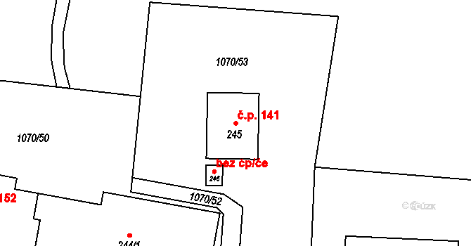 Divnice 141, Slavičín na parcele st. 245 v KÚ Divnice, Katastrální mapa