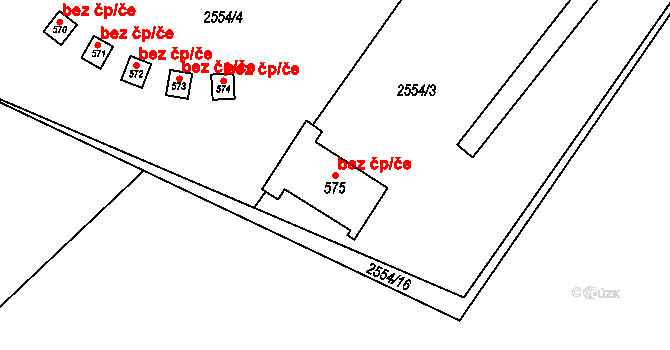Roštín 49987887 na parcele st. 575 v KÚ Roštín, Katastrální mapa