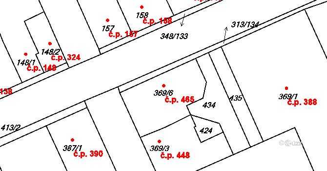 Černčice 465 na parcele st. 369/6 v KÚ Černčice u Loun, Katastrální mapa