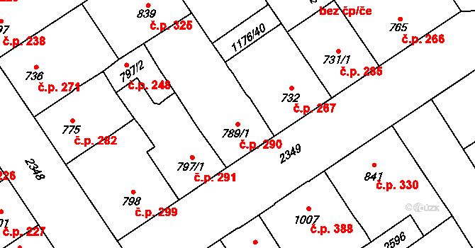 Beroun-Město 290, Beroun na parcele st. 789/1 v KÚ Beroun, Katastrální mapa
