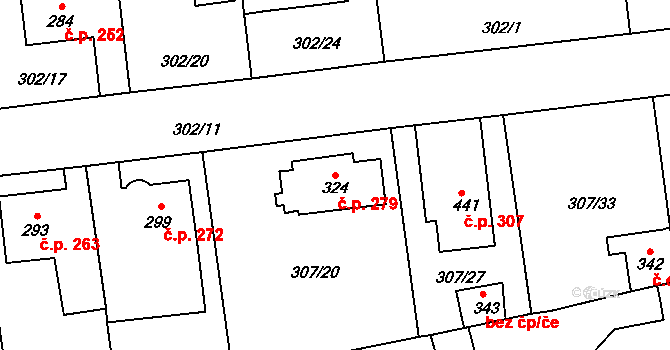 Velká Ves 279, Broumov na parcele st. 324 v KÚ Velká Ves u Broumova, Katastrální mapa