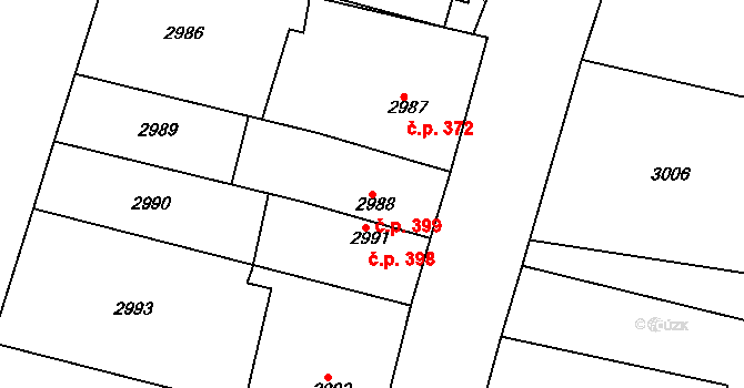 Pražské Předměstí 399, Jaroměř na parcele st. 2988 v KÚ Jaroměř, Katastrální mapa