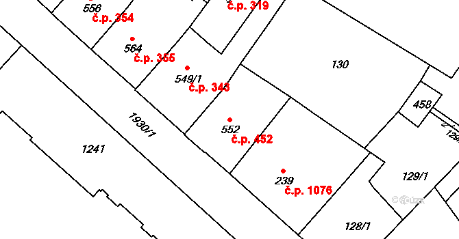 Náchod 452 na parcele st. 552 v KÚ Náchod, Katastrální mapa
