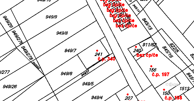 Jezeřany-Maršovice 340 na parcele st. 241 v KÚ Maršovice, Katastrální mapa