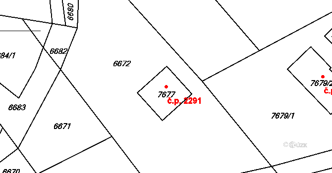 Vsetín 2291 na parcele st. 7677 v KÚ Vsetín, Katastrální mapa