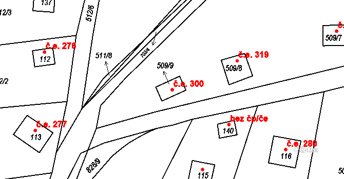 Písek 300, Líšťany na parcele st. 183 v KÚ Lipno u Hunčic, Katastrální mapa