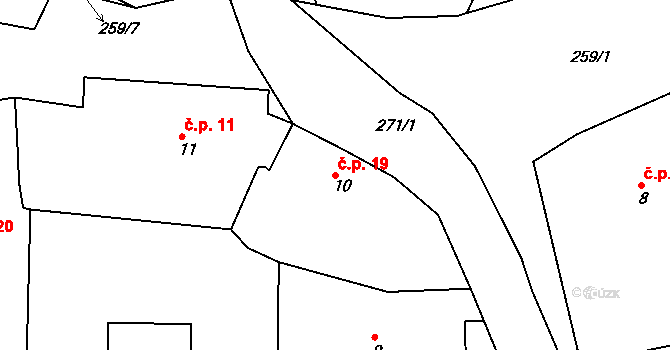 Chlístov 19 na parcele st. 10 v KÚ Chlístov u Dobrušky, Katastrální mapa