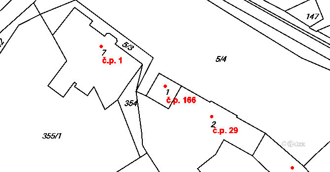 Klepačov 166, Blansko na parcele st. 1 v KÚ Klepačov, Katastrální mapa