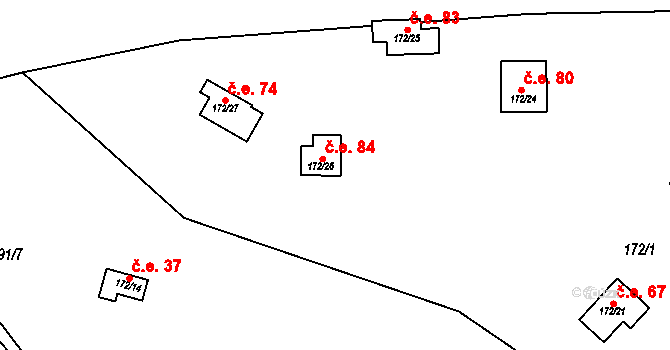 Hodyně 84, Skuhrov na parcele st. 172/26 v KÚ Hodyně u Skuhrova, Katastrální mapa