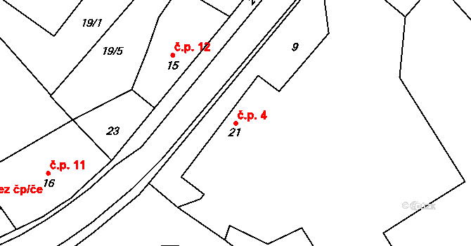 Krňovice 4, Třebechovice pod Orebem na parcele st. 21 v KÚ Krňovice, Katastrální mapa