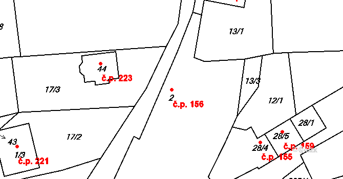 Moravská Huzová 156, Štěpánov na parcele st. 2 v KÚ Stádlo, Katastrální mapa